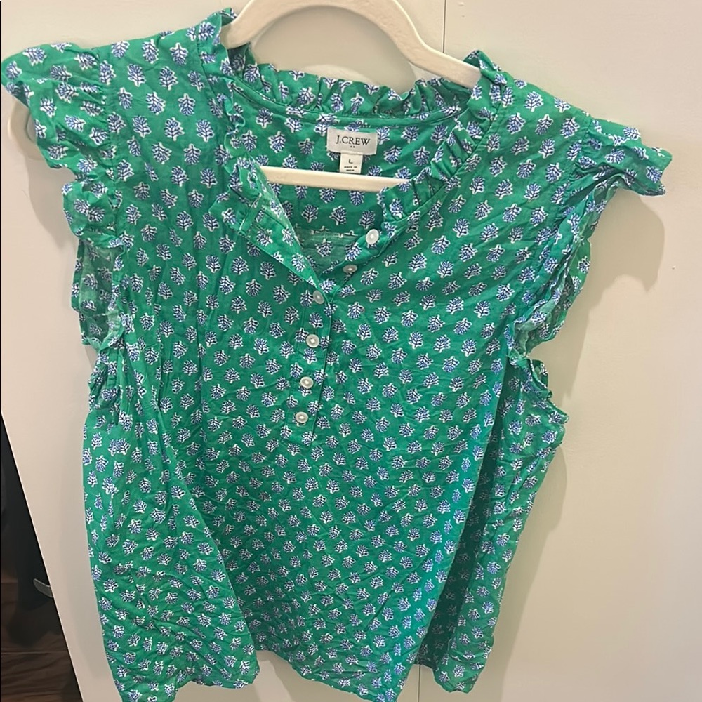JCrew Ruffle Shoulder Top